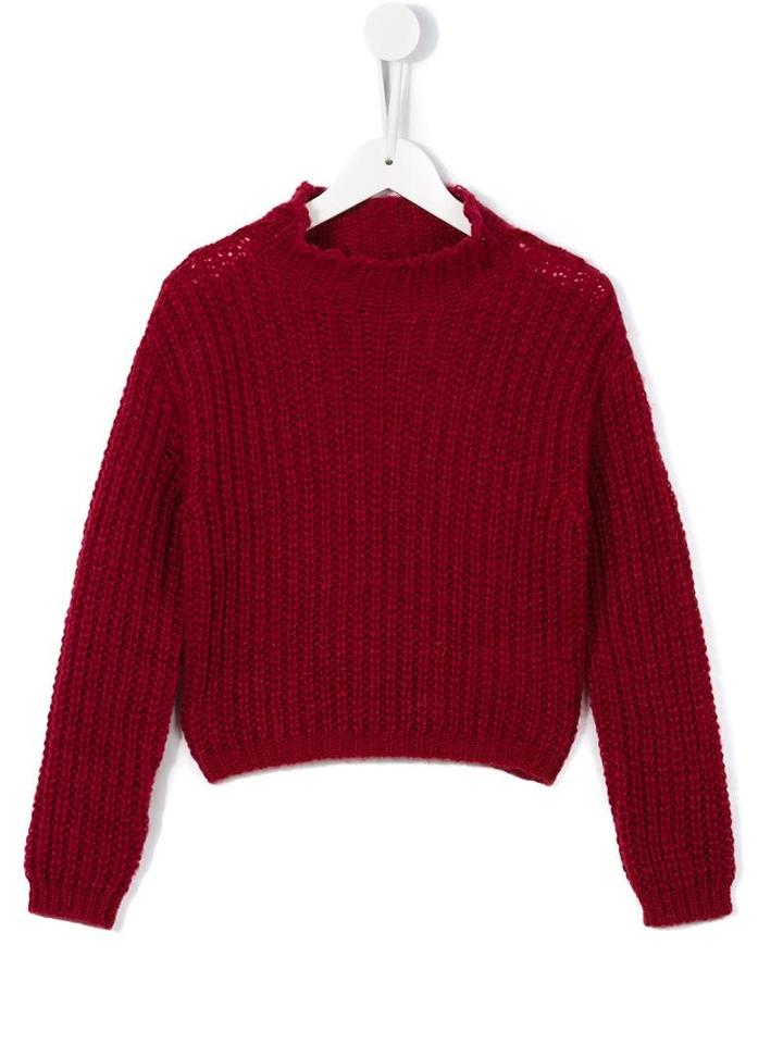 Ermanno Scervino Junior Ribbed Roll Neck Jumper, Girl's, Size: 6 Yrs, Red