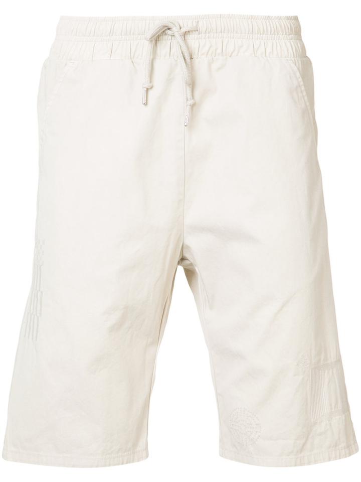 John Elliott Embroidered Shorts, Men's, Size: Medium, Nude/neutrals, Cotton