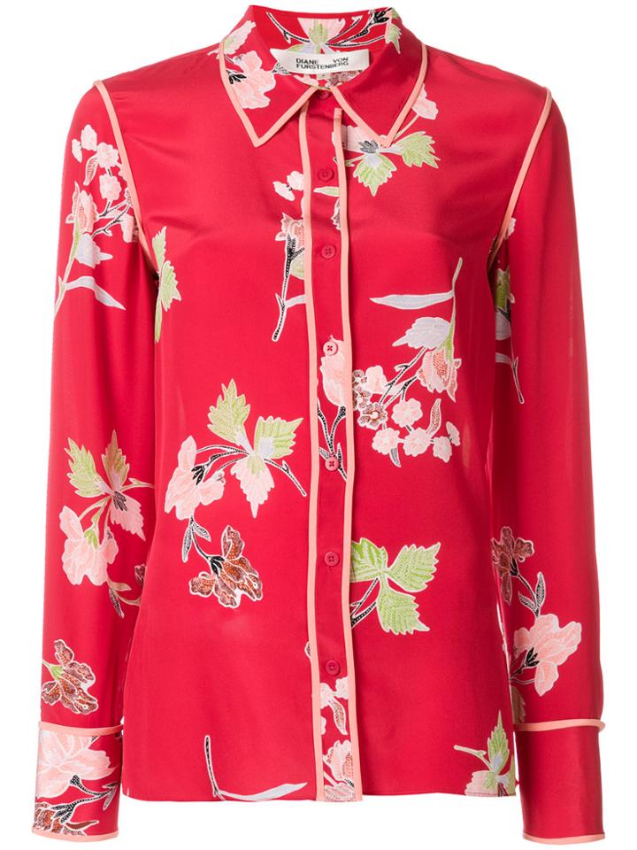 Diane Von Furstenberg Floral Print Shirt - Red