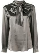 Max Mara Pussybow Blouse - Metallic