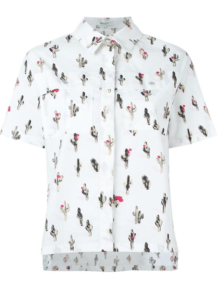 Kenzo 'cactus' Shirt, Women's, Size: 40, White, Cotton/spandex/elastane