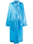 Kwaidan Editions Wet Look Buttoned Coat - Blue