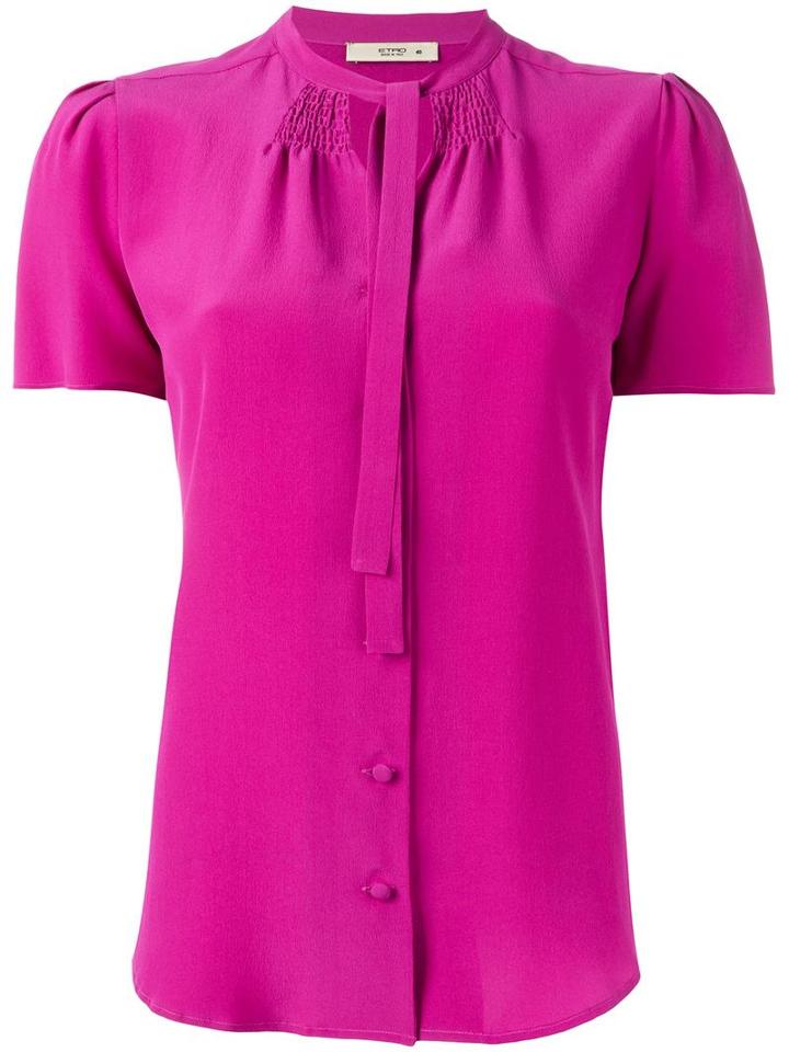 Etro Tied Neck Buttoned Blouse, Women's, Size: 48, Pink/purple, Silk