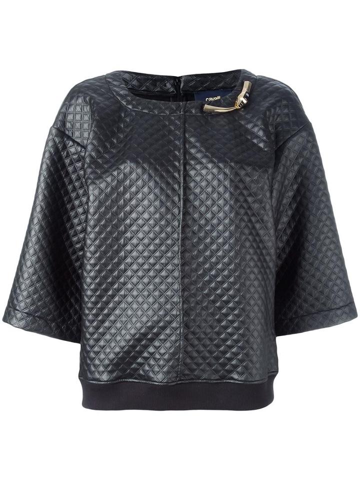 Cavalli Class Quilted Top, Women's, Size: 42, Black, Polyester/spandex/elastane