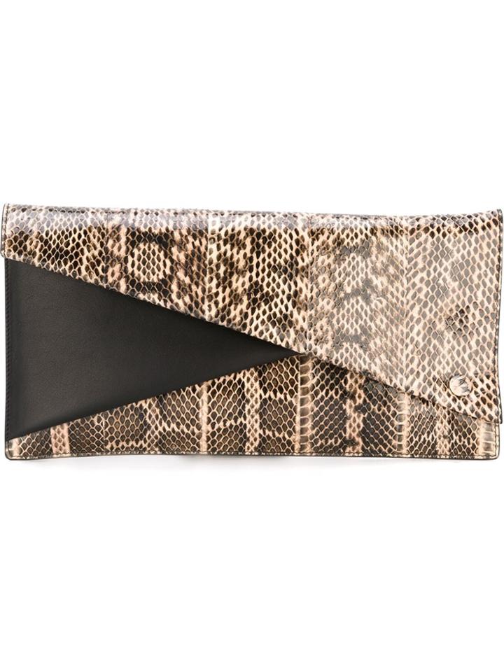 Jil Sander Snakeskin Panel Clutch - Nude & Neutrals