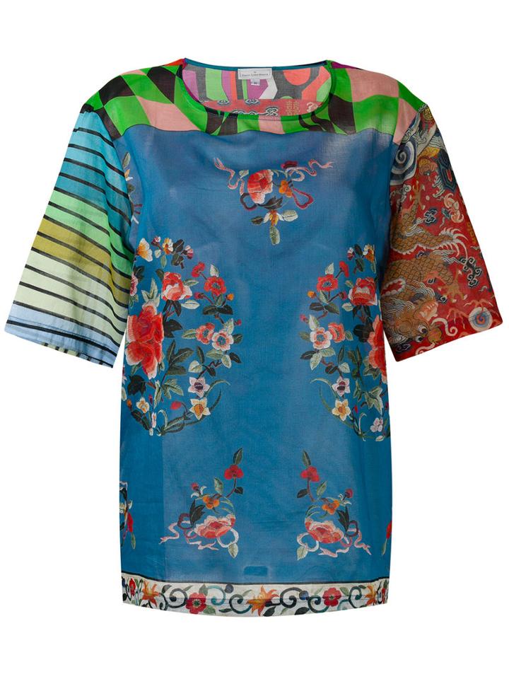 Pierre-louis Mascia - Stich T-shirt - Women - Cotton - L, Women's, Blue, Cotton