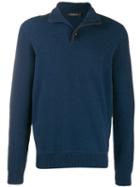 Ermenegildo Zegna Buttoned Roll Neck Jumper - Blue