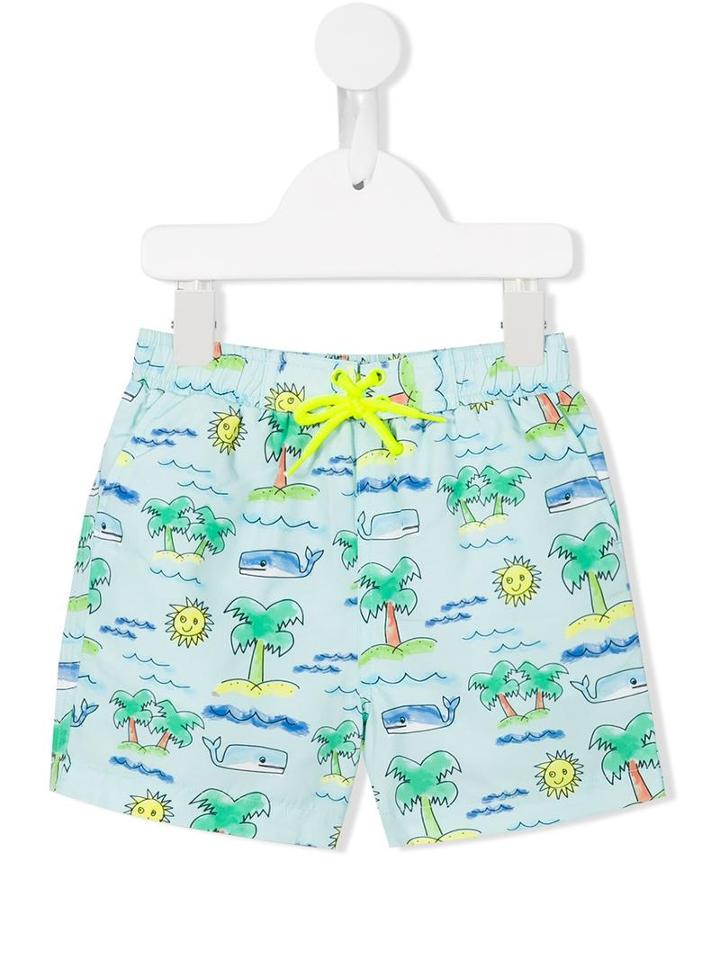 Stella Mccartney Kids Sea Print Swim Shorts, Boy's, Size: 10 Yrs, Blue