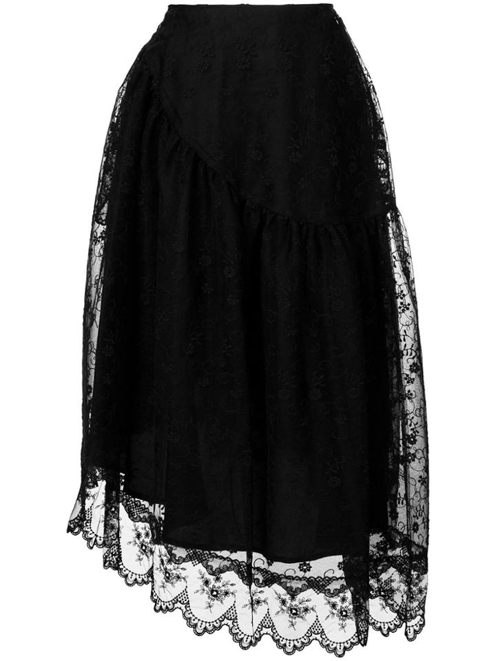 Simone Rocha Lace Trim Asymmetric Full Skirt - Black