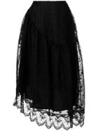 Simone Rocha Lace Trim Asymmetric Full Skirt - Black
