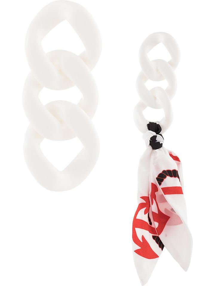 Msgm Scarf-detail Drop Earrings - White