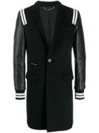 Philipp Plein Striped Single-breasted Coat - Black
