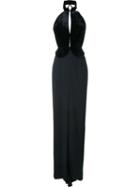 Brandon Maxwell High Neck Gown, Women's, Size: 6, Black, Spandex/elastane/polyester/viscose/silk