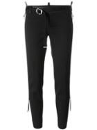 Dsquared2 Slim Belted Cropped Trousers, Women's, Size: 44, Black, Calf Leather/polyester/spandex/elastane/virgin Wool