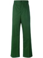 Stella Mccartney Wide Leg Trousers, Men's, Size: 50, Green, Cotton/polyurethane Resin