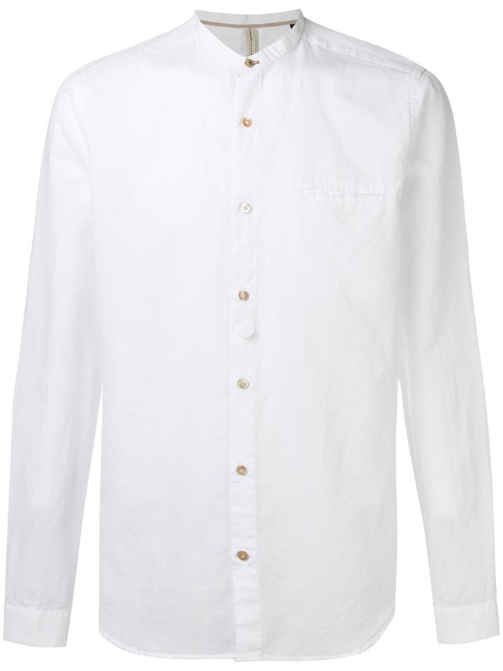 Dnl Band Collar Shirt, Men's, Size: 39, White, Cotton/linen/flax