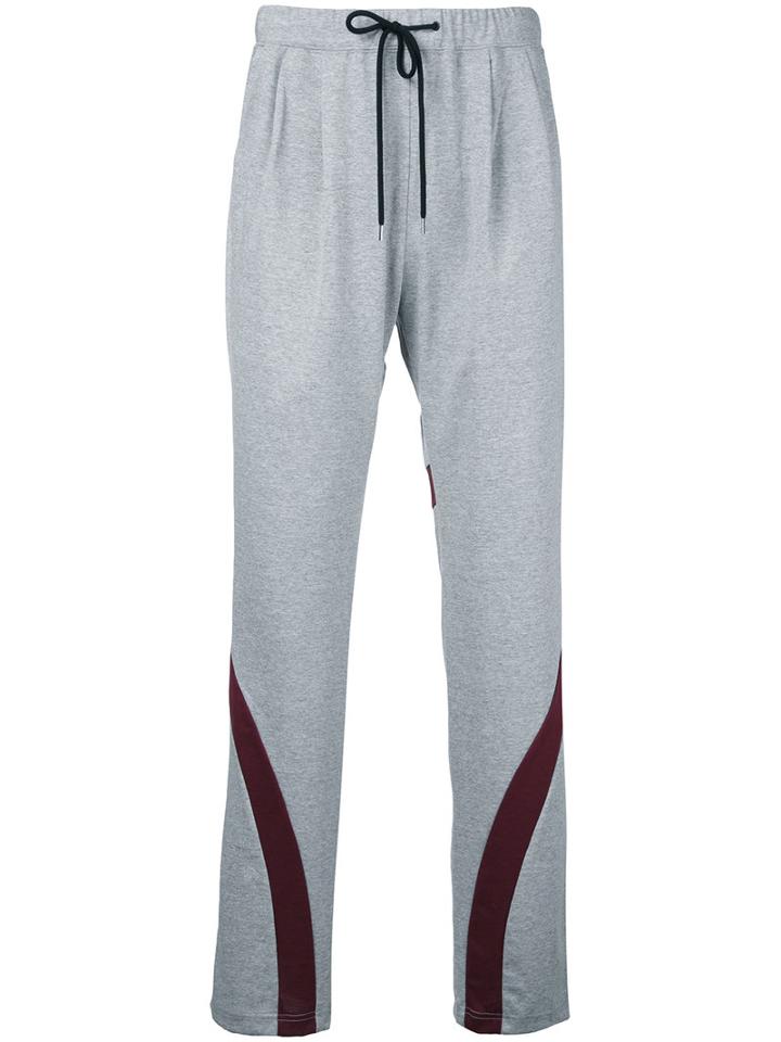 Factotum Drawstring Contrast Track Pants, Men's, Size: 46, Grey, Cotton