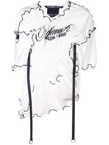 Maison The Faux Ruched Logo T-shirt - White