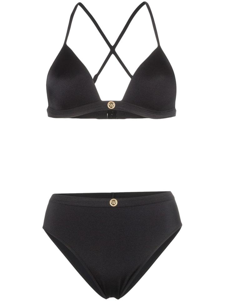 Versace Medusa Logo Race Back High Rise Bikini - Black