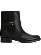 Tod S Buckled Ankle Boots, Women's, Size: 37, Black, Calf Leather/spandex/elastane/rubber