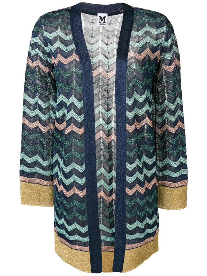 M Missoni Lamé Zig-zag Cardigan - Blue