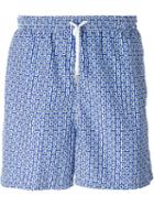 Kiton Dotted Print Swim Shorts, Men's, Size: 54, Blue, Polyester