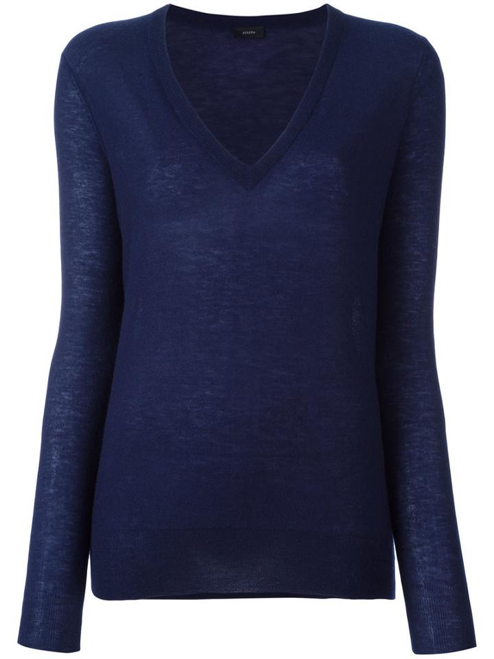 Joseph V-neck Jumper, Women's, Size: Xs, Blue, Cashmere