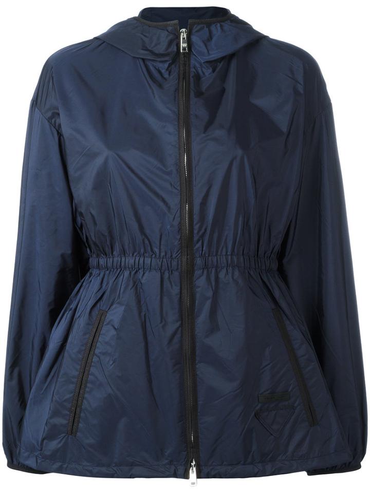 Prada Lightweight Hooded Jacket, Women's, Size: 38, Blue, Polyamide