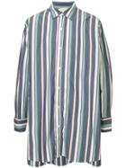Monkey Time Oversized Stripe Print Shirt - Blue
