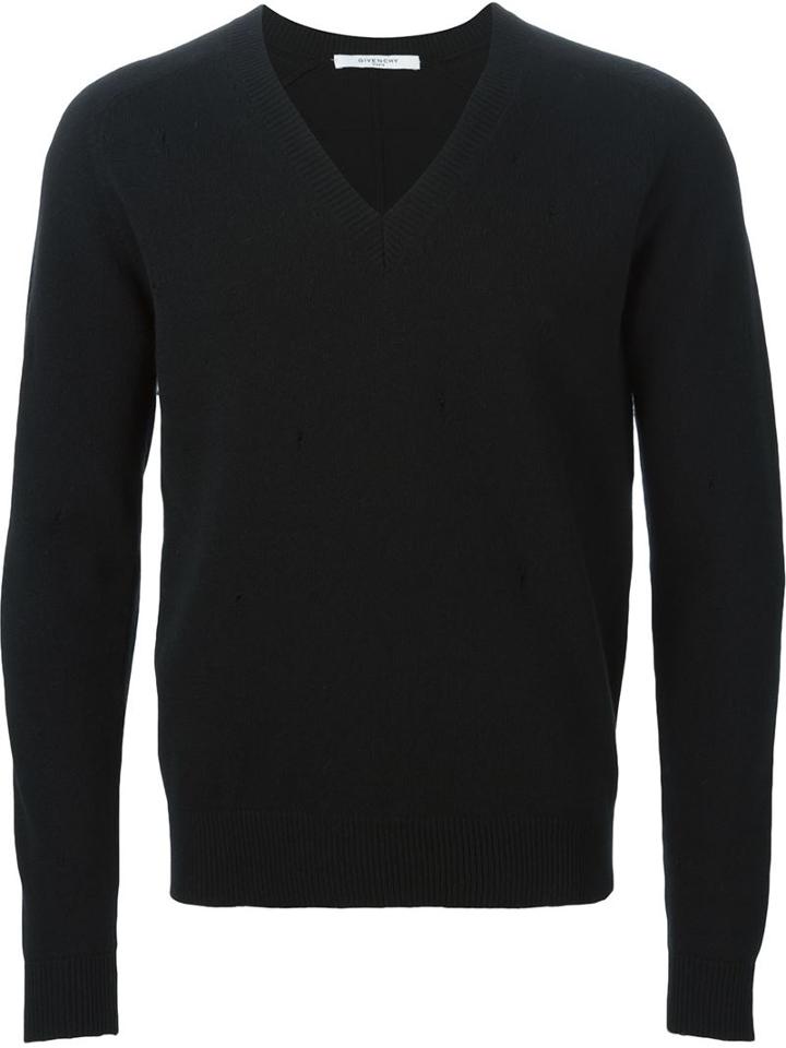 Givenchy Distressed Jumper, Men's, Size: Large, Black, Wool