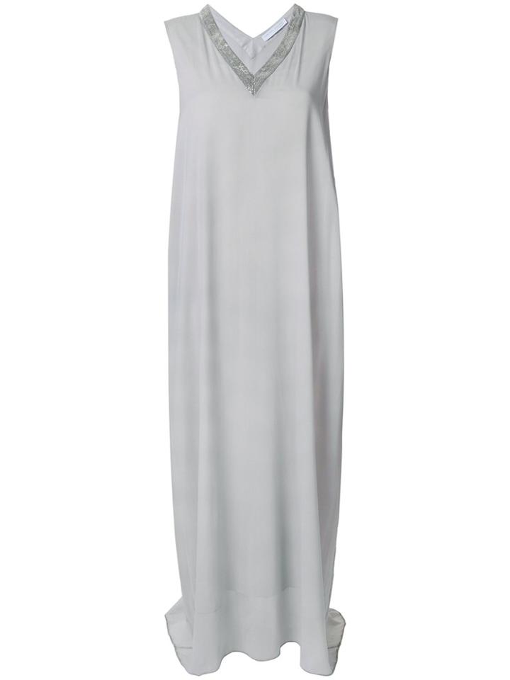 Fabiana Filippi Embroidered Sleeveless Maxi Dress - Grey