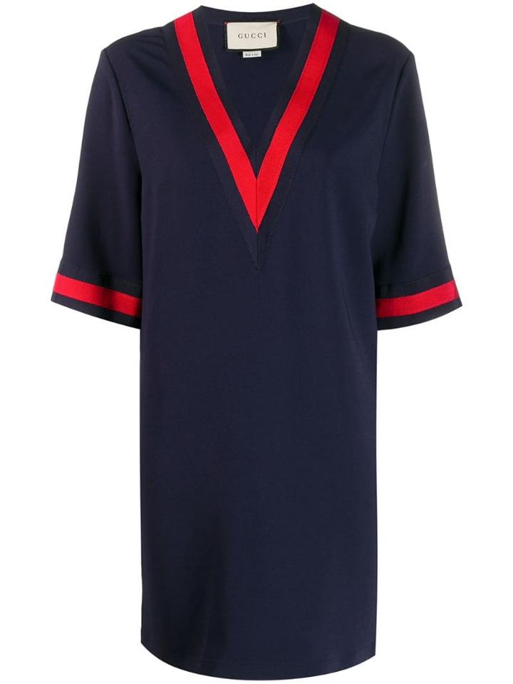 Gucci Oversize Viscose Shirt With Web - Blue