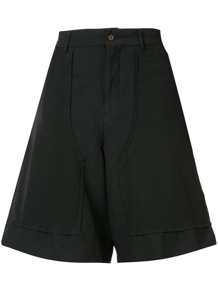 Comme Des Garçons Homme Plus Wide-legged Drop-crotch Bermudas - Black