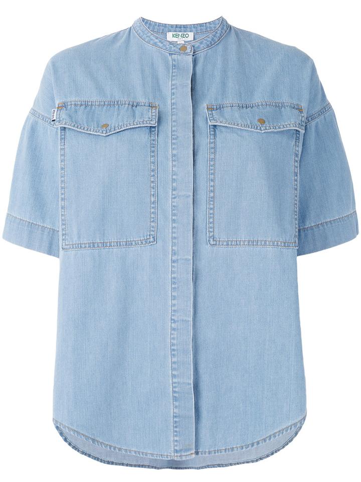 Kenzo - Boxy Chambray Shirt - Women - Cotton/polyester - 36, Blue, Cotton/polyester