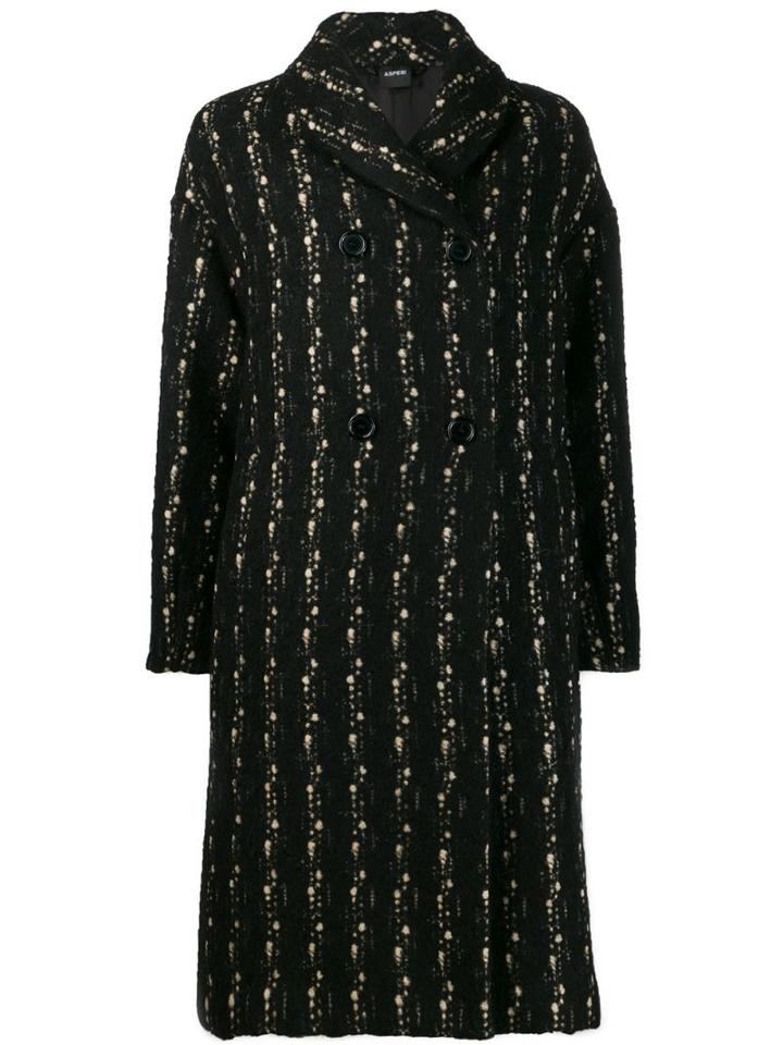 Aspesi Double-breasted Tweed Coat - Black