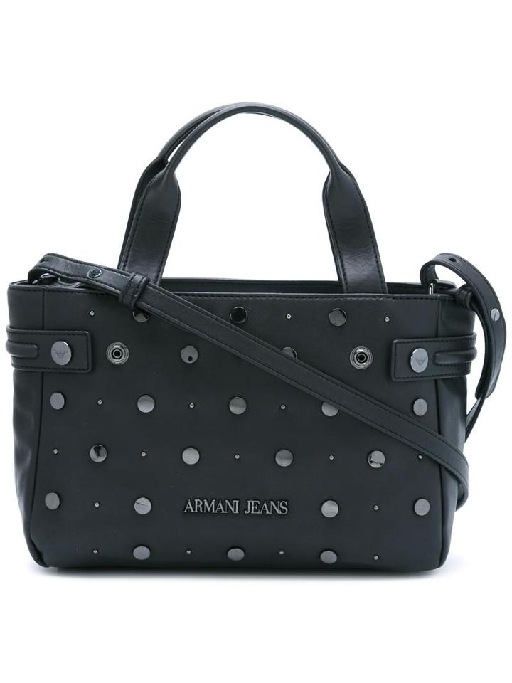 Armani Jeans Studded Medium Tote, Women's, Black