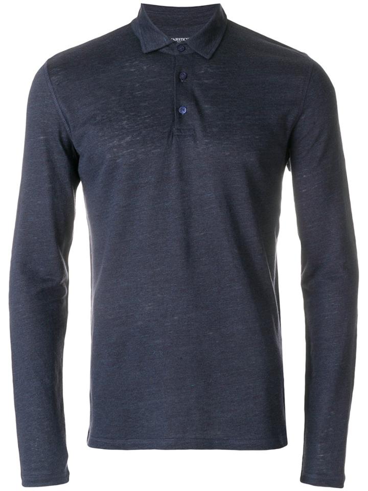 Majestic Filatures Long Sleeve Polo Shirt - Blue