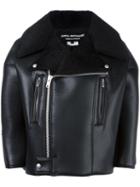 Junya Watanabe Comme Des Garçons Artificial Leather Biker Jacket, Women's, Size: Small, Black, Artificial Leather/nylon/wool/alpaca