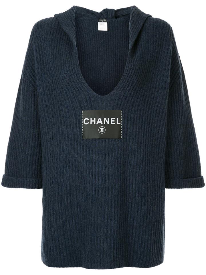 Chanel Vintage Cashmere Tied Knitted Blouse - Blue