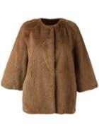 Yves Salomon Wide Sleeve Jacket, Women's, Size: 36, Brown, Silk/mink Fur/polyester