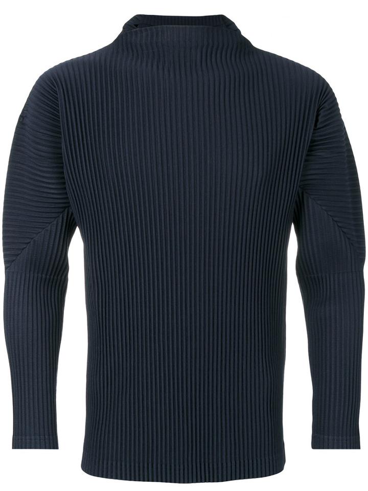 Homme Plissé Issey Miyake - Pleated Detail Sweatshirt - Men - Polyester - 3, Blue, Polyester