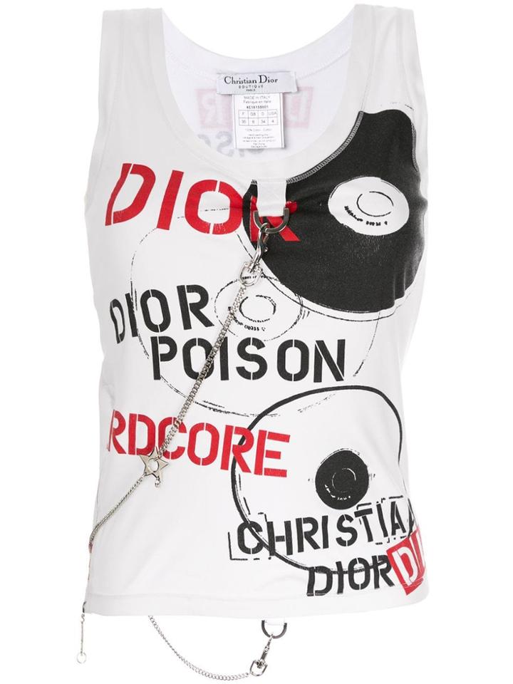 Christian Dior Vintage Logo Print Tank Top - White