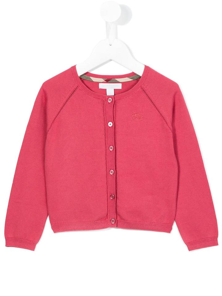 Burberry Kids Round Neck Cardigan, Girl's, Size: 8 Yrs, Pink/purple