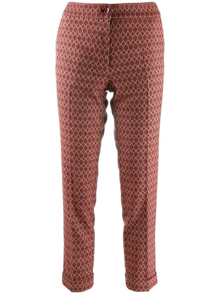 Etro Cropped Slim Fit Trousers - Pink