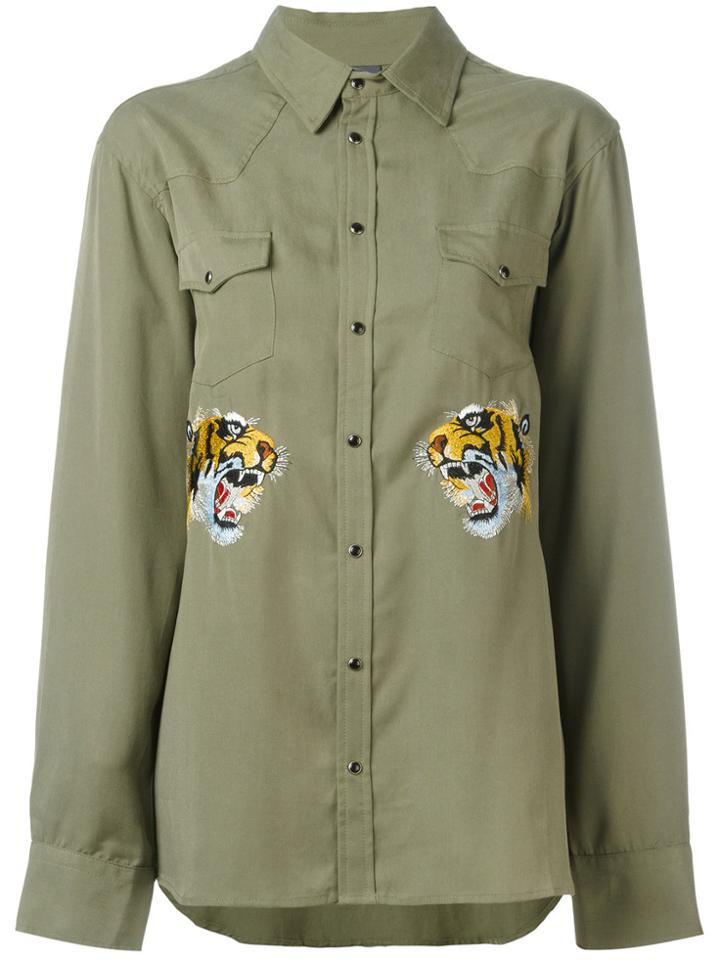 Laneus Embroidered Tiger Shirt - Green