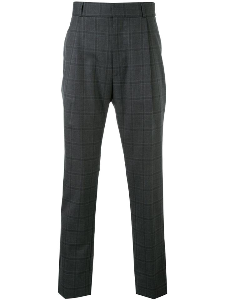 H Beauty & Youth Checked Pleated Trousers - Grey