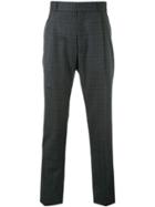 H Beauty & Youth Checked Pleated Trousers - Grey