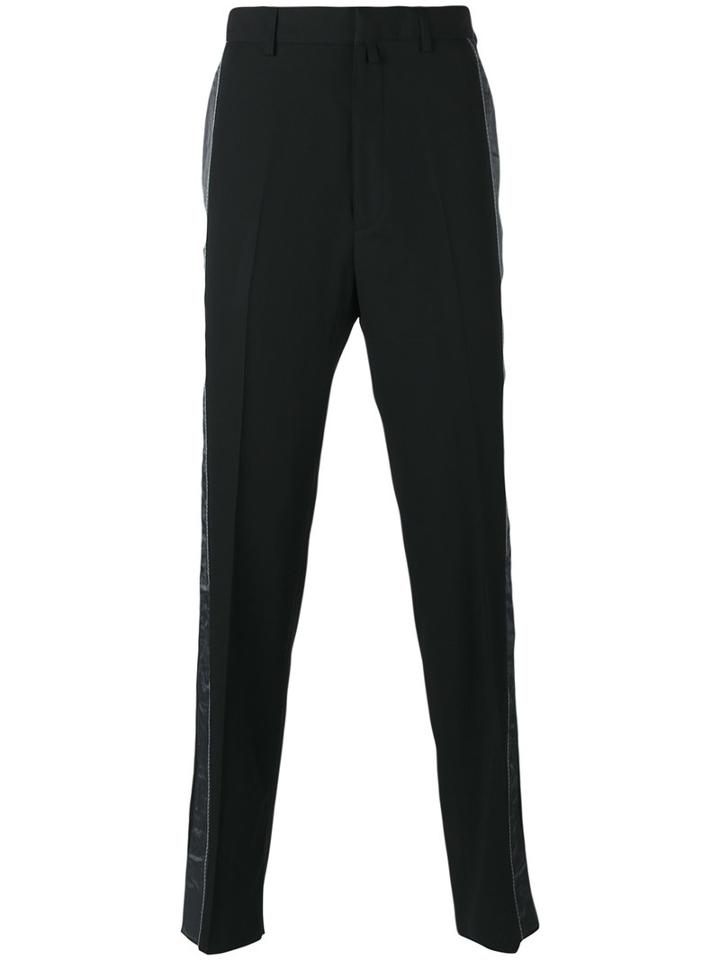 Lanvin Striped Tailored Trousers, Men's, Size: 48, Black, Virgin Wool/acetate/viscose