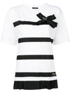 Twin-set Bow Detail Striped T-shirt - White