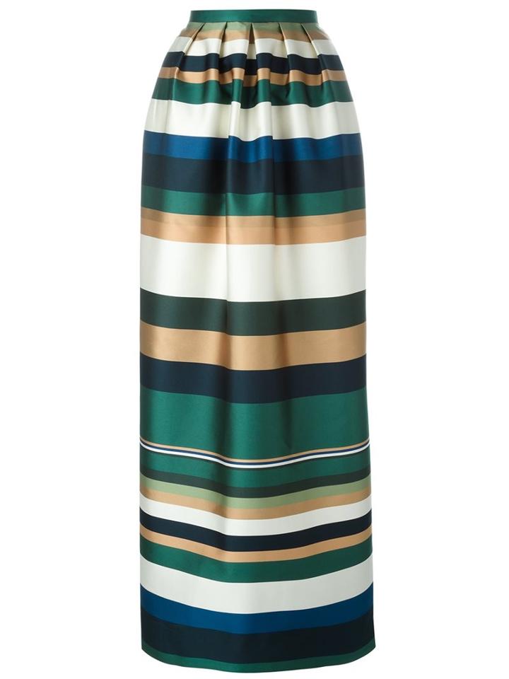 Rosetta Getty Pleated Striped Column Skirt, Women's, Size: 4, Silk/polyester